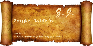 Zatyko Jolán névjegykártya